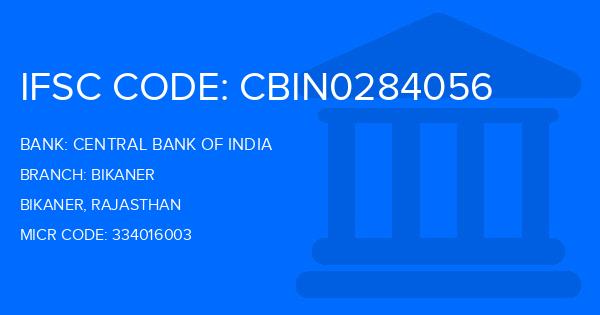 Central Bank Of India (CBI) Bikaner Branch IFSC Code