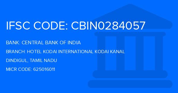 Central Bank Of India (CBI) Hotel Kodai International Kodai Kanal Branch IFSC Code