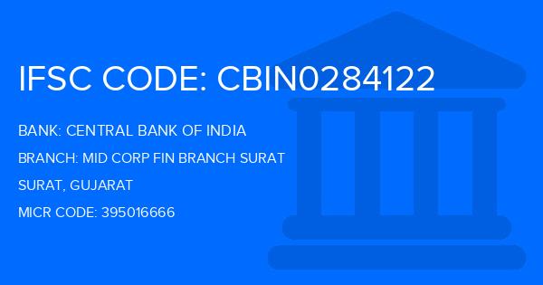 Central Bank Of India (CBI) Mid Corp Fin Branch Surat Branch IFSC Code