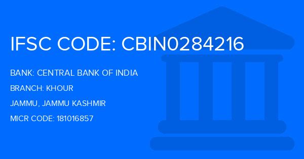 Central Bank Of India (CBI) Khour Branch IFSC Code