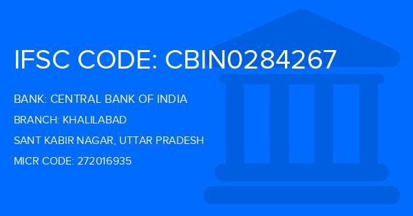 Central Bank Of India (CBI) Khalilabad Branch IFSC Code