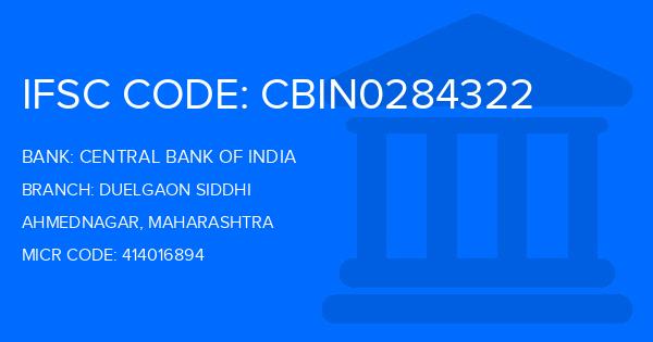 Central Bank Of India (CBI) Duelgaon Siddhi Branch IFSC Code