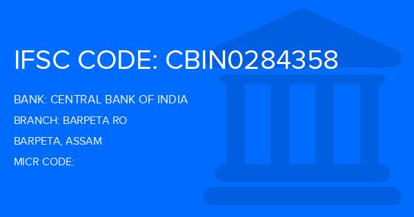 Central Bank Of India (CBI) Barpeta Ro Branch IFSC Code