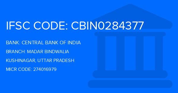 Central Bank Of India (CBI) Madar Bindwalia Branch IFSC Code