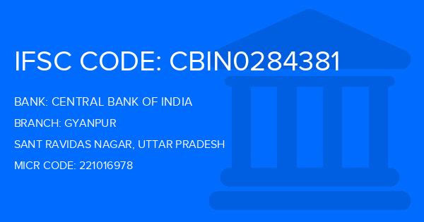 Central Bank Of India (CBI) Gyanpur Branch IFSC Code