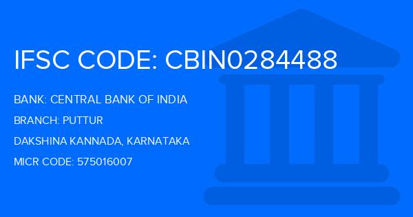 Central Bank Of India (CBI) Puttur Branch IFSC Code
