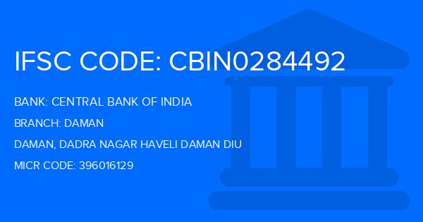 Central Bank Of India (CBI) Daman Branch IFSC Code