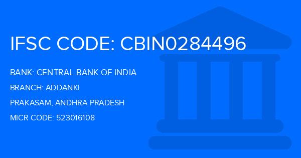 Central Bank Of India (CBI) Addanki Branch IFSC Code