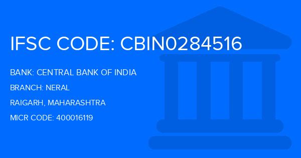 Central Bank Of India (CBI) Neral Branch IFSC Code