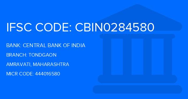 Central Bank Of India (CBI) Tondgaon Branch IFSC Code