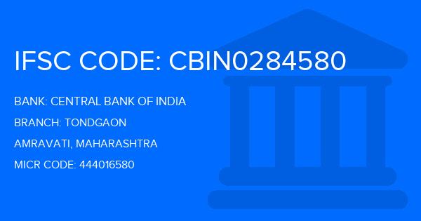 Central Bank Of India (CBI) Tondgaon Branch IFSC Code