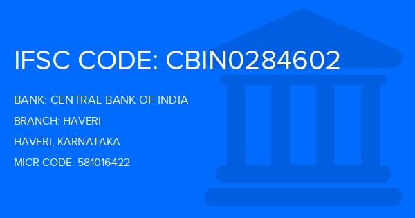 Central Bank Of India (CBI) Haveri Branch IFSC Code