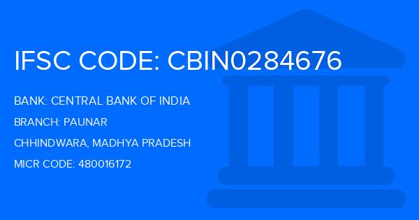Central Bank Of India (CBI) Paunar Branch IFSC Code