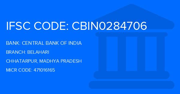 Central Bank Of India (CBI) Belahari Branch IFSC Code