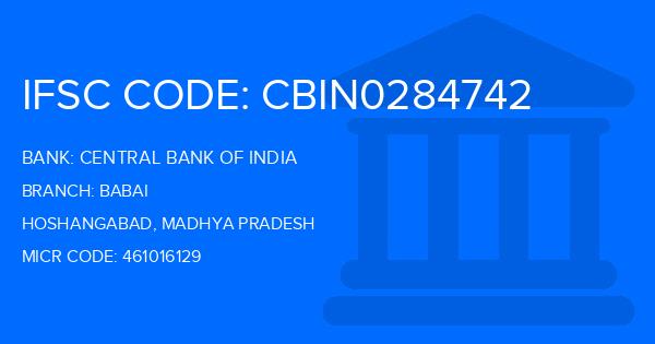 Central Bank Of India (CBI) Babai Branch IFSC Code