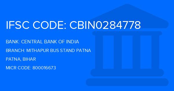 Central Bank Of India (CBI) Mithapur Bus Stand Patna Branch IFSC Code