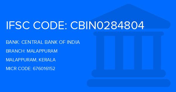 Central Bank Of India (CBI) Malappuram Branch IFSC Code