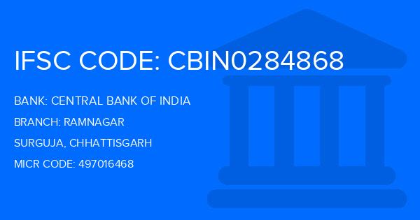 Central Bank Of India (CBI) Ramnagar Branch IFSC Code