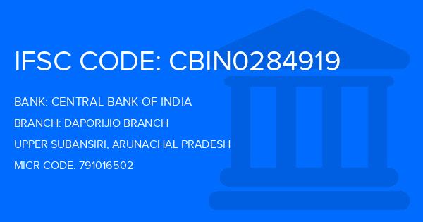 Central Bank Of India (CBI) Daporijio Branch