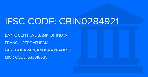 Central Bank Of India (CBI) Peddapuram Branch IFSC Code
