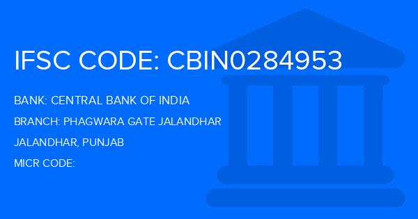 Central Bank Of India (CBI) Phagwara Gate Jalandhar Branch IFSC Code