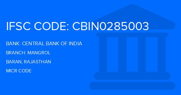 Central Bank Of India (CBI) Mangrol Branch IFSC Code