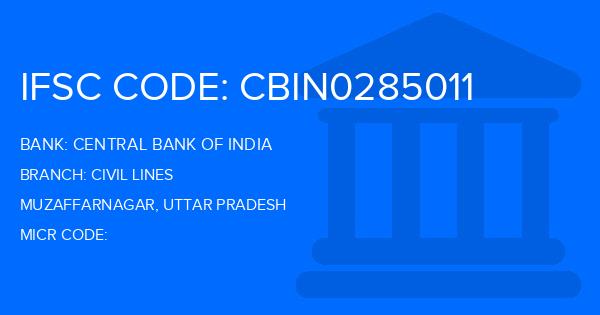 Central Bank Of India (CBI) Civil Lines Branch IFSC Code