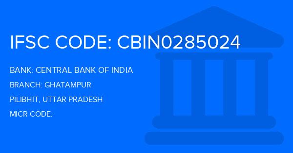 Central Bank Of India (CBI) Ghatampur Branch IFSC Code