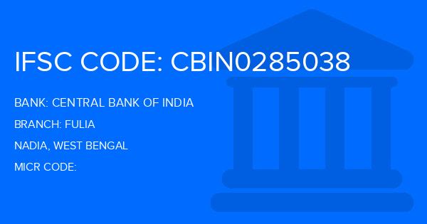 Central Bank Of India (CBI) Fulia Branch IFSC Code