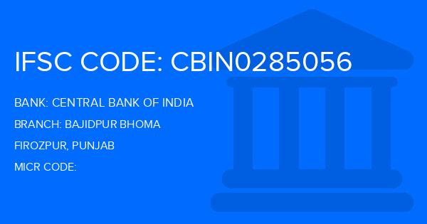 Central Bank Of India (CBI) Bajidpur Bhoma Branch IFSC Code
