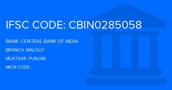 Central Bank Of India (CBI) Malout Branch IFSC Code