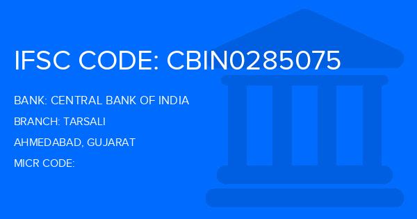Central Bank Of India (CBI) Tarsali Branch IFSC Code