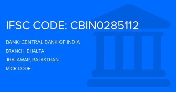 Central Bank Of India (CBI) Bhalta Branch IFSC Code