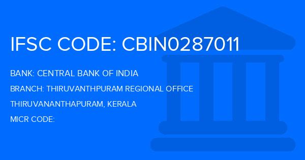 Central Bank Of India (CBI) Thiruvanthpuram Regional Office Branch IFSC Code