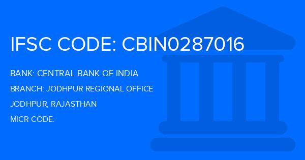 Central Bank Of India (CBI) Jodhpur Regional Office Branch IFSC Code