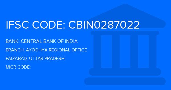 Central Bank Of India (CBI) Ayodhya Regional Office Branch IFSC Code