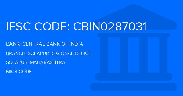 Central Bank Of India (CBI) Solapur Regional Office Branch IFSC Code