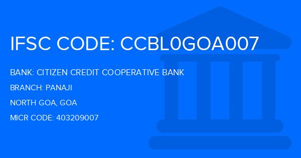 Citizen Credit Cooperative Bank Panaji Branch IFSC Code