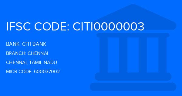 Citi Bank Chennai Branch IFSC Code