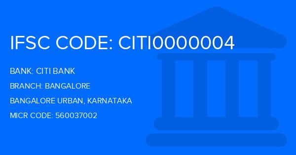 Citi Bank Bangalore Branch IFSC Code