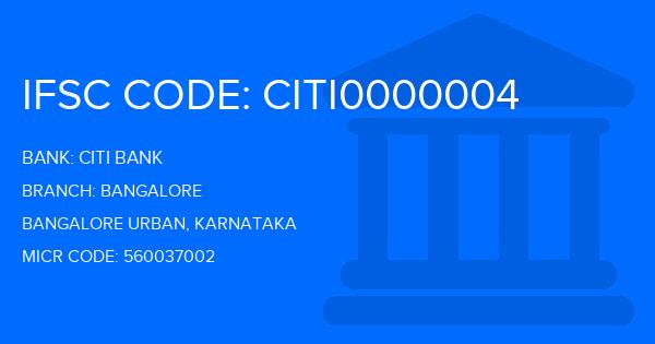 Citi Bank Bangalore Branch IFSC Code