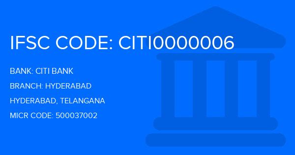 Citi Bank Hyderabad Branch IFSC Code