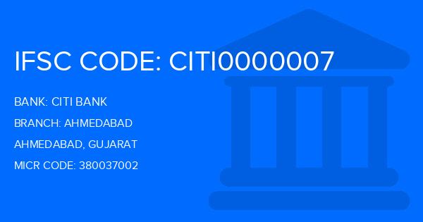 Citi Bank Ahmedabad Branch IFSC Code