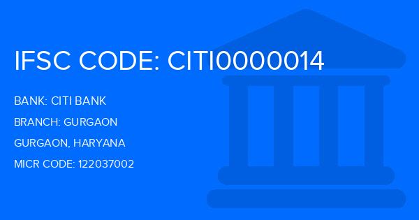 Citi Bank Gurgaon Branch IFSC Code