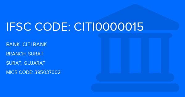 Citi Bank Surat Branch IFSC Code