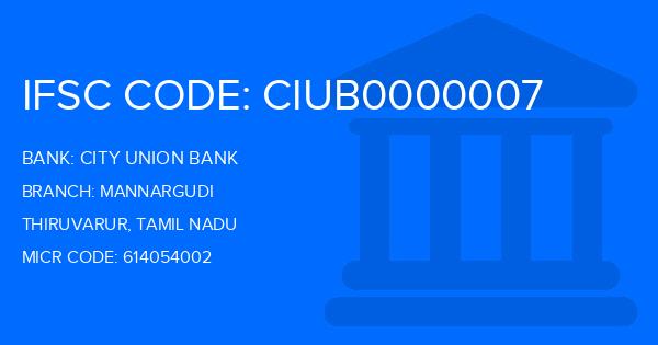 City Union Bank (CUB) Mannargudi Branch IFSC Code