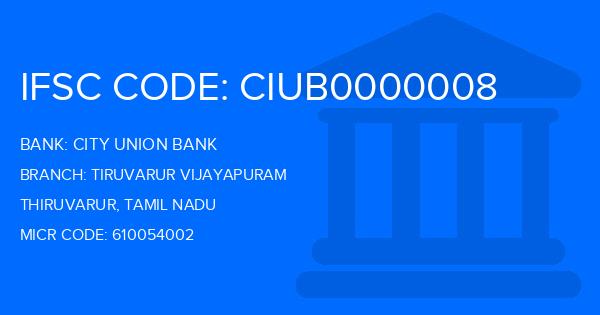 City Union Bank (CUB) Tiruvarur Vijayapuram Branch IFSC Code