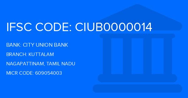 City Union Bank (CUB) Kuttalam Branch IFSC Code