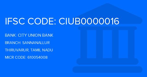 City Union Bank (CUB) Sannanallur Branch IFSC Code