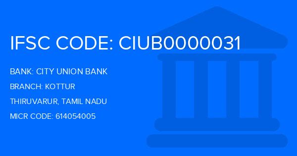 City Union Bank (CUB) Kottur Branch IFSC Code